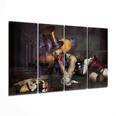 Woman Clown 4 Pieces Mega Glass Wall Art (59"x36") | Insigne Art Design.